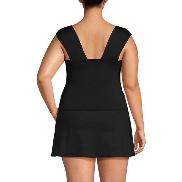 Land's End Plus Size Square Neck Wide back straps tankini top black Various size - Picture 4 of 7